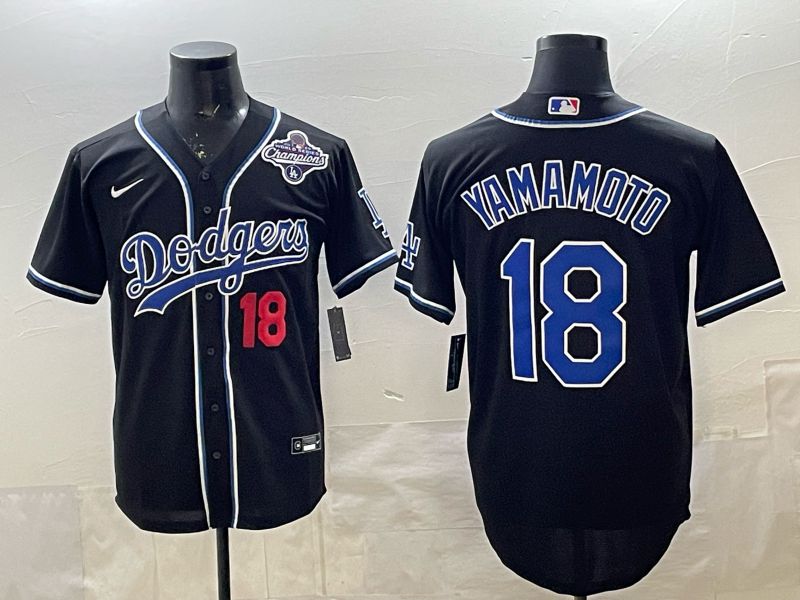 Men 2026 Nike Los Angeles Dodgers #18 Yamamoto Black Game MLB Jersey 040->->